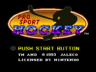 Pro Sport Hockey title screen for Super Nintendo